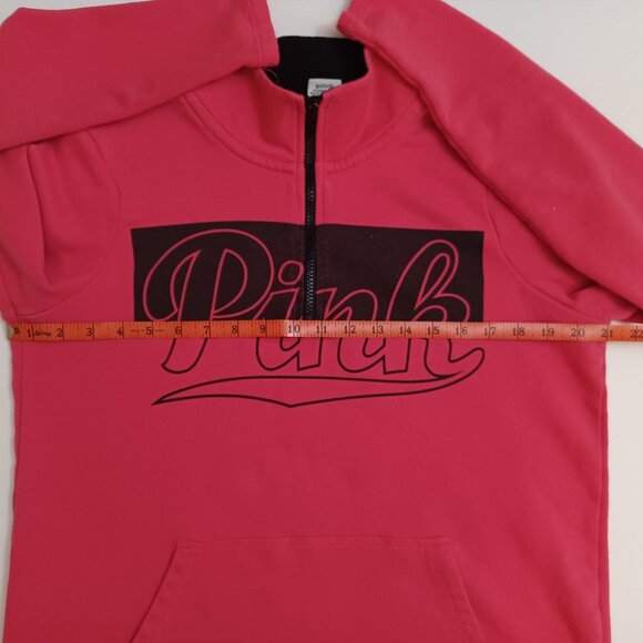 Women's Victoria's Secret Pink 3/4 Zipper Pull Over w/ Kangaroo Pocket Size Med - Picture 3 of 8
